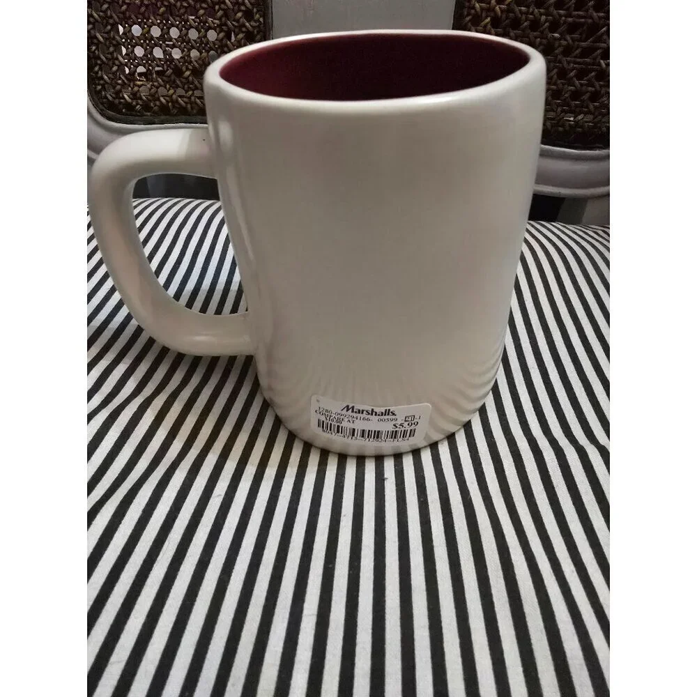 NWT Rae Dunn Fall Apple Cider Coffee Mug White Brown Interior